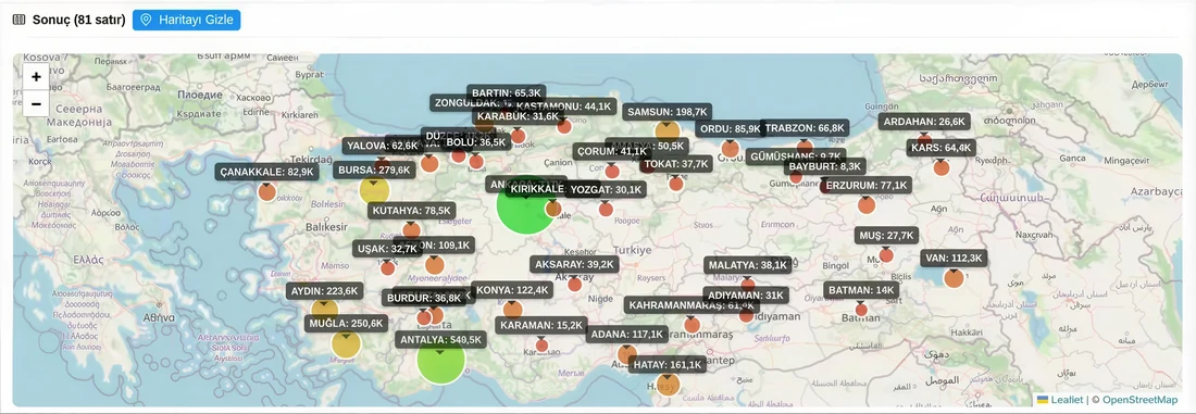 VendiSens AI — Turkey sales performance by city